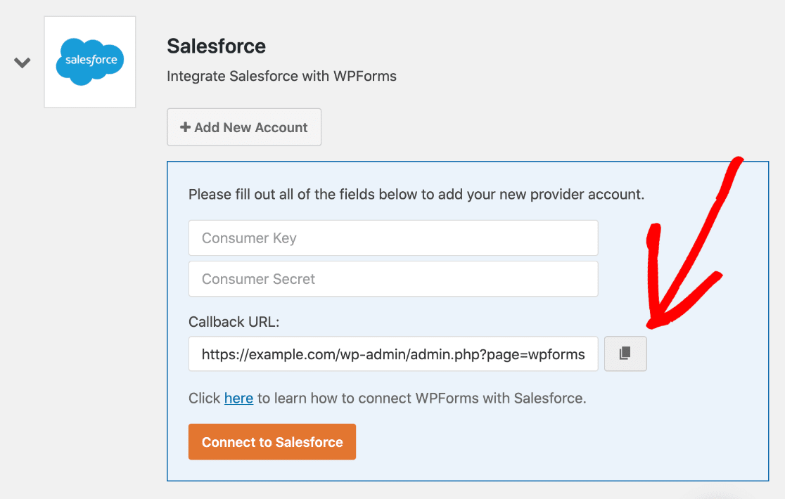 Salesforce 콜백 URL 복사