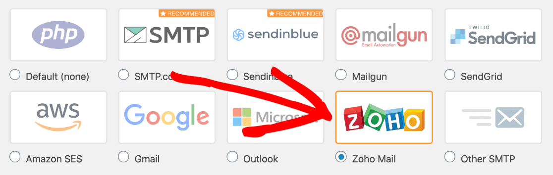 เลือก Zoho Mail SMTP ใน WordPress