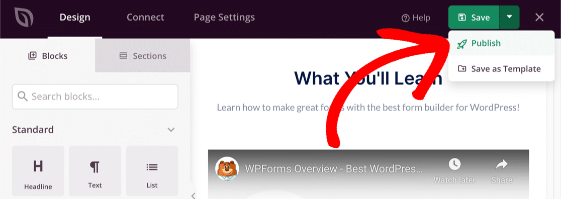 เผยแพร่หน้า Landing Page ของ WordPress webinar ด้วย SeedProd