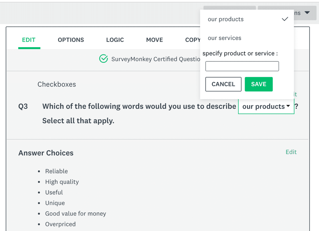 Конструктор SurveyMonkey