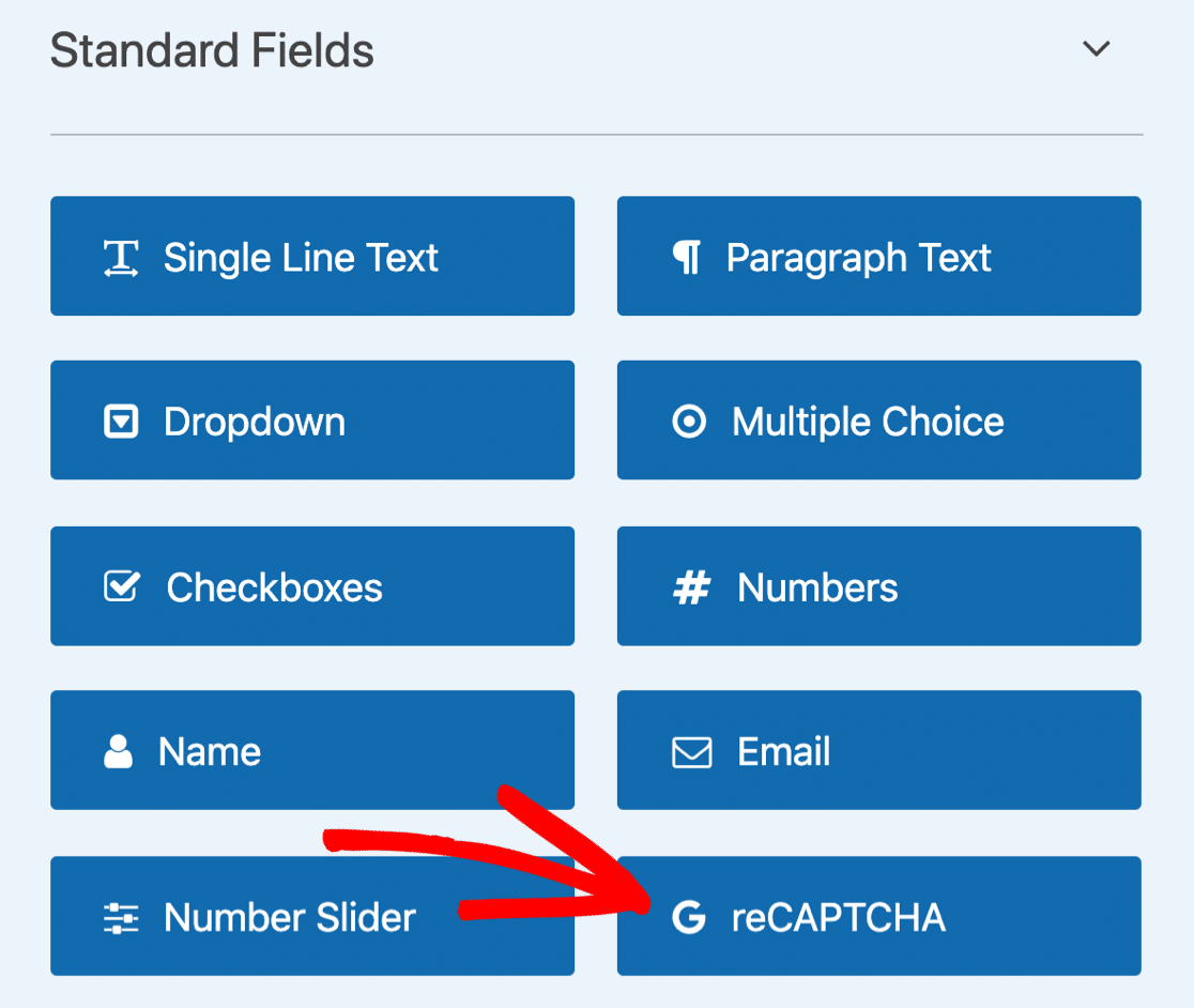 ปุ่มสร้างแบบฟอร์ม reCAPTCHA