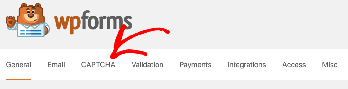 แท็บ WPForms CAPTCHA