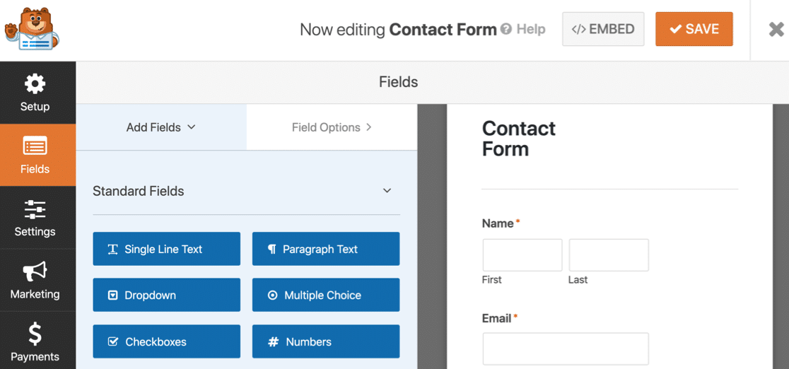 WPForms แบบฟอร์มการติดต่ออย่างง่าย