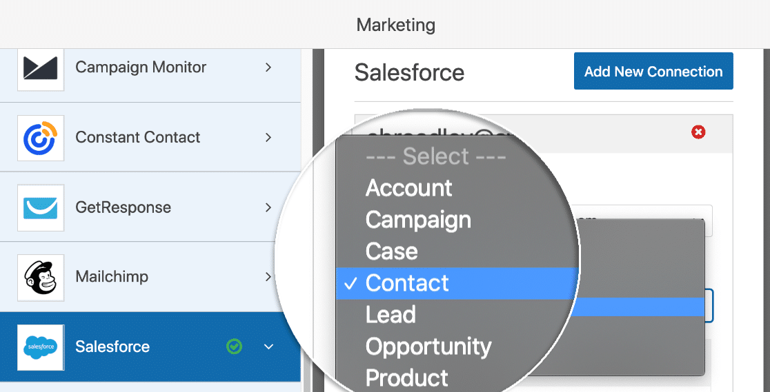 สร้างวัตถุ Salesforce ใน WPForms