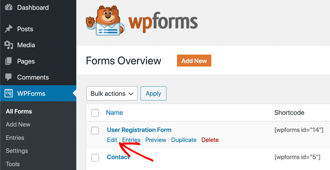 แก้ไขแบบฟอร์มการลงทะเบียนผู้ใช้ที่กำหนดเองใน WPForms