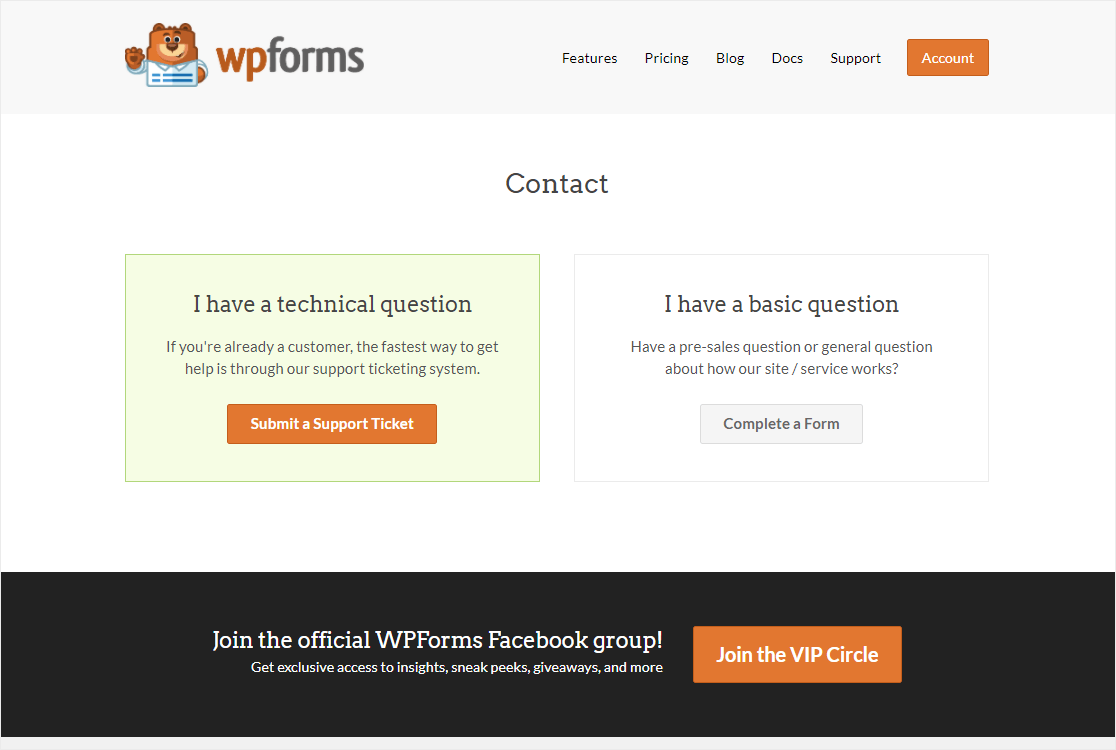 wpforms ne contactați pagina