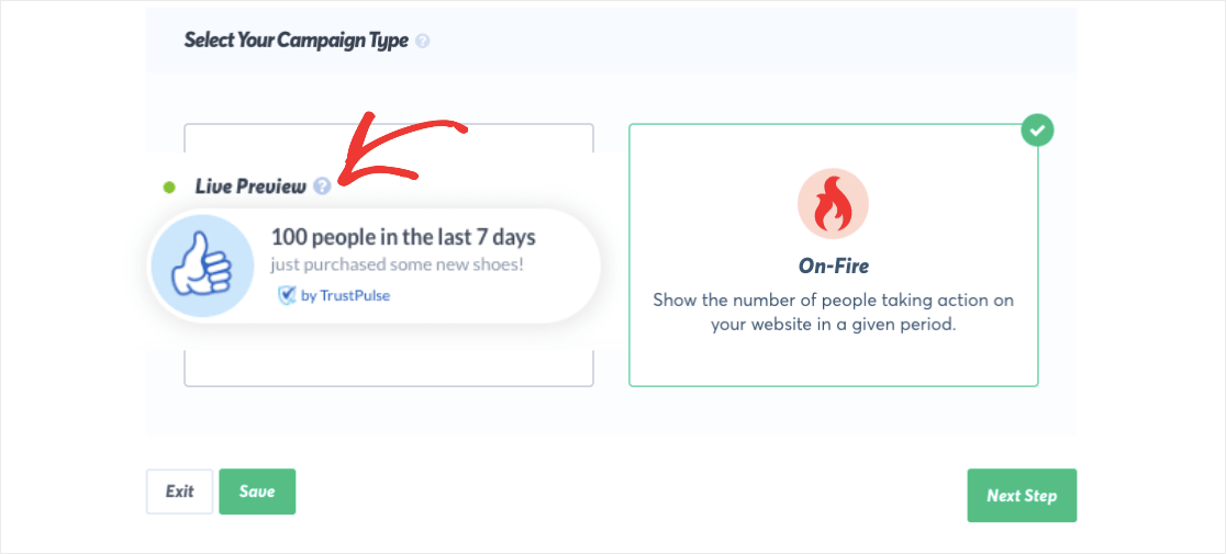 Кампания On Fire в TrustPulse