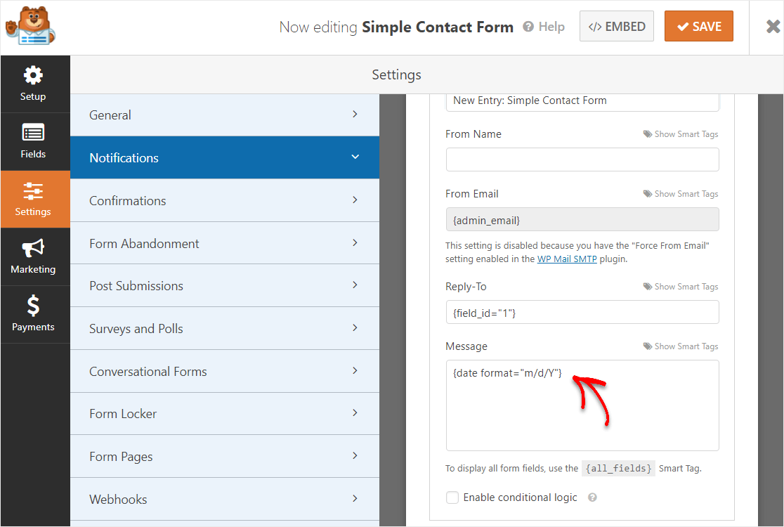 adăugați etichetă inteligentă dată pentru selectorul data / oră wordpress