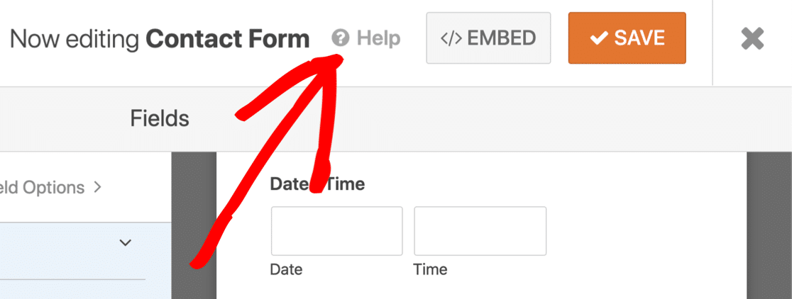 WPForms form oluşturucu Yardım düğmesi