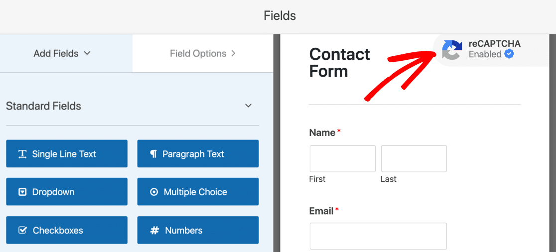 Basit iletişim formunda reCAPTCHA rozeti