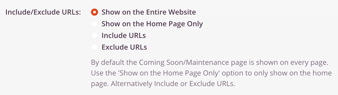 Includeți sau excludeți adresele URL de la următoarea pagină