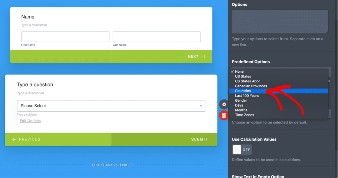 JotForm เพิ่มตัวเลือกในดรอปดาวน์