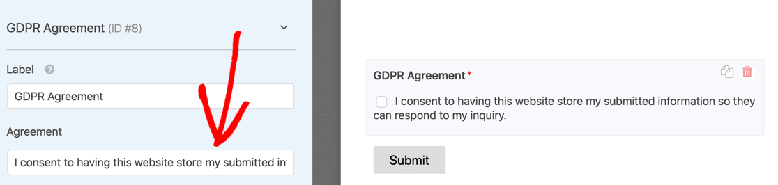 ข้อตกลง GDPR ใน WPForms