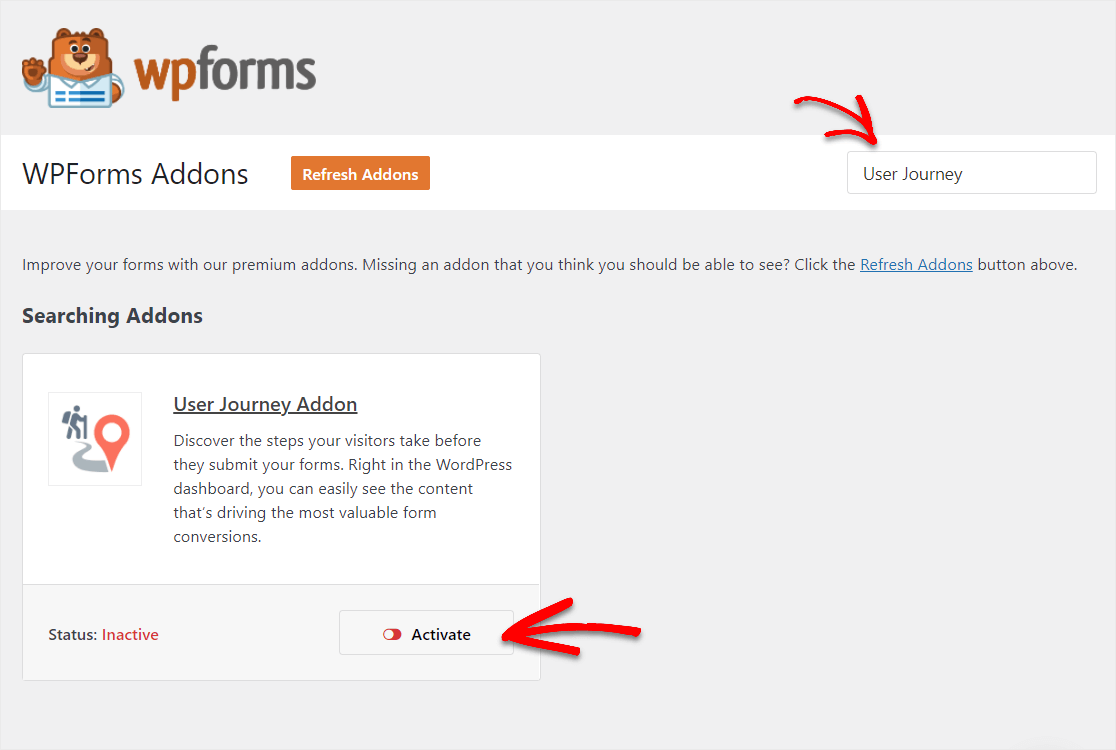 activați wpform-urile addon pentru călătoria utilizatorului pentru a urmări traficul pe site-ul web wordpress