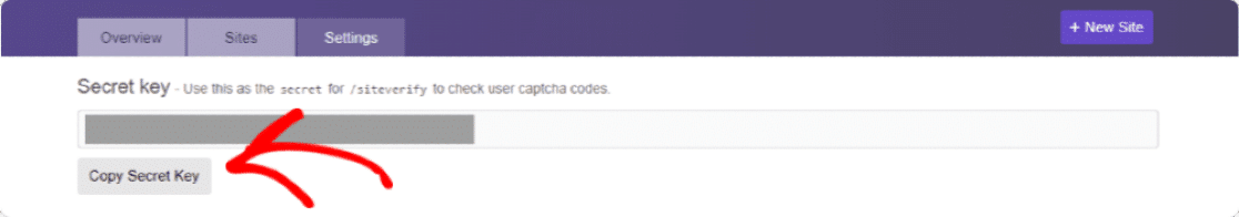 Chave secreta da conta hCaptcha