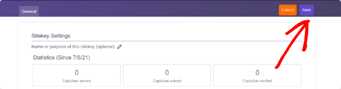 página de configuração da chave secreta do hCaptcha