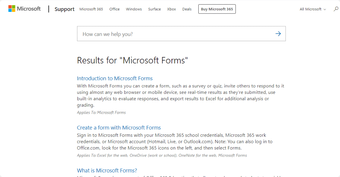 Microsoft-Forms-Support