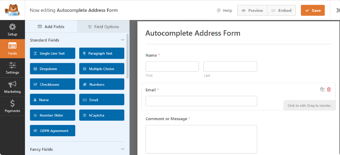 completare automată-adresă-formular