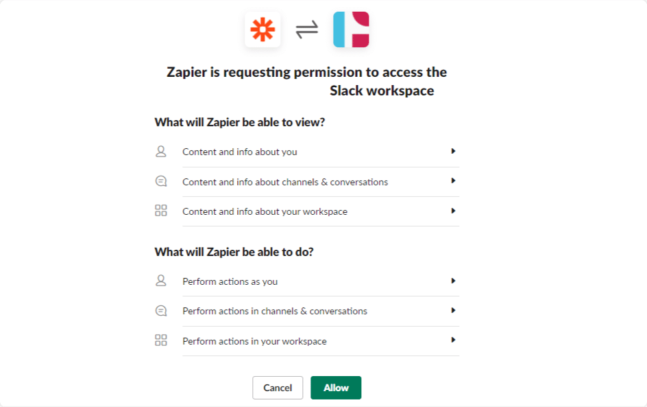 izinkan zapier mengakses slack