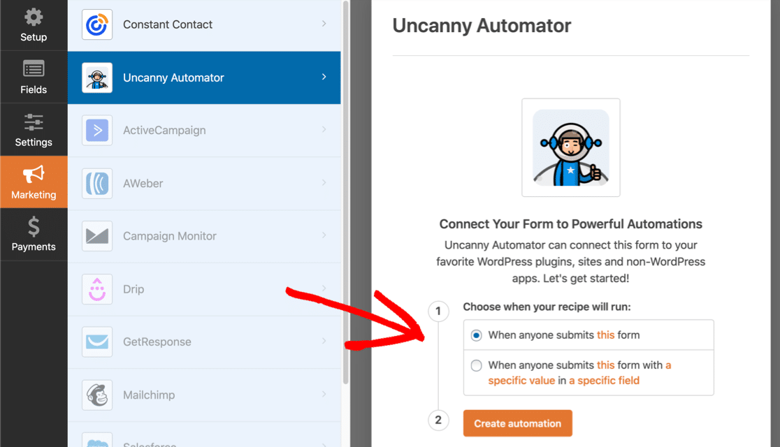 Integrare Uncanny Automator în WPForms